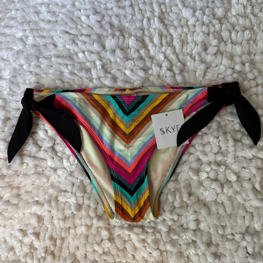 Sky Multicolor Striped Bikini Bottom - image 1
